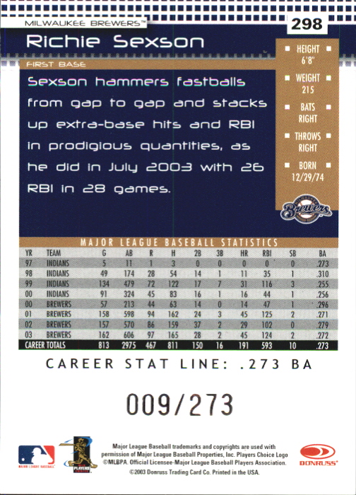 2004 Donruss Baseball "Press Proofs and Stat Line" Parallel Cards - Picture 43 of 57