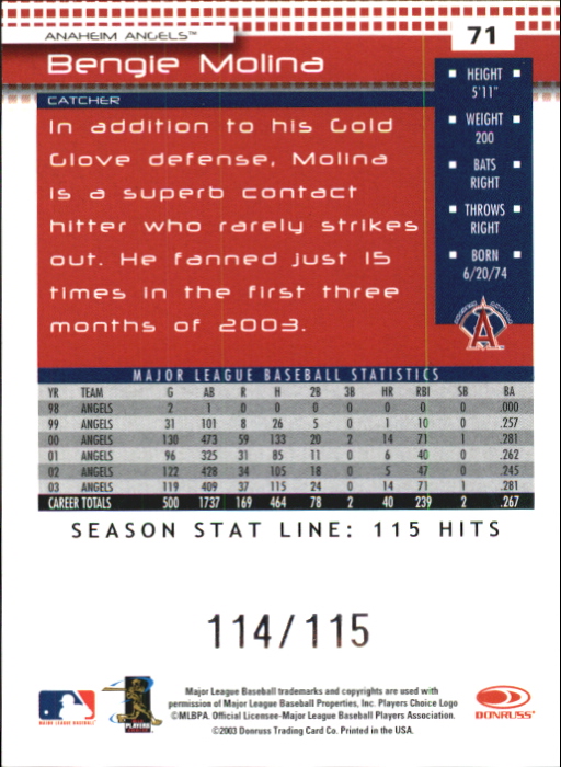 2004 Donruss Baseball "Press Proofs and Stat Line" Parallel Cards - Picture 47 of 57