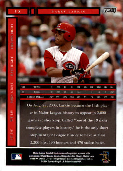 2004 Playoff Honors Baseball "Main Set" Cards #1 to #250 - Picture 117 of 433