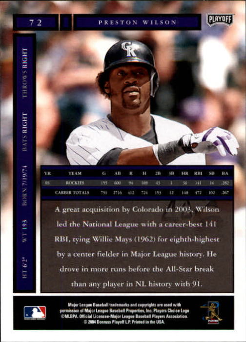 2004 Playoff Honors Baseball "Main Set" Cards #1 to #250 - Picture 145 of 433