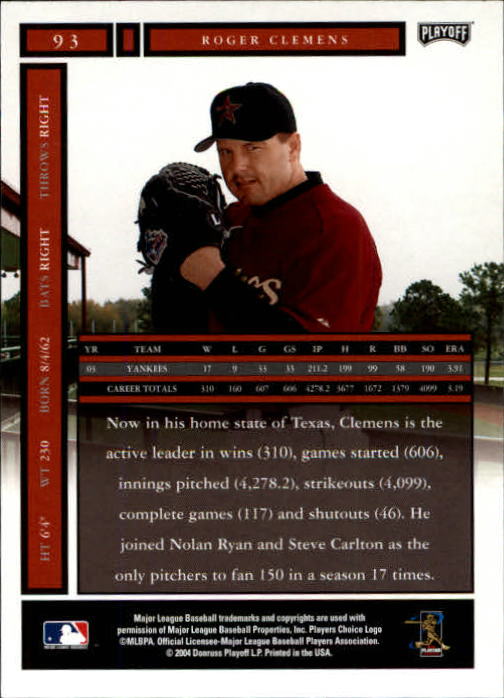 2004 Playoff Honors Baseball "Main Set" Cards #1 to #250 - Picture 187 of 433
