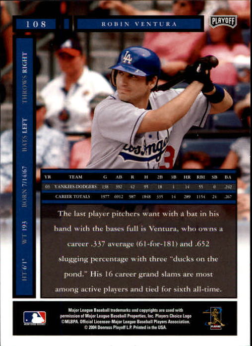 2004 Playoff Honors Baseball "Main Set" Cards #1 to #250 - Picture 217 of 433
