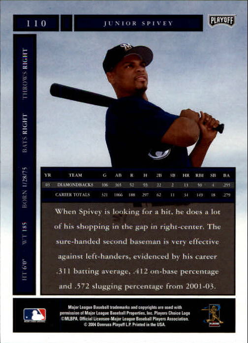 2004 Playoff Honors Baseball "Main Set" Cards #1 to #250 - Picture 221 of 433