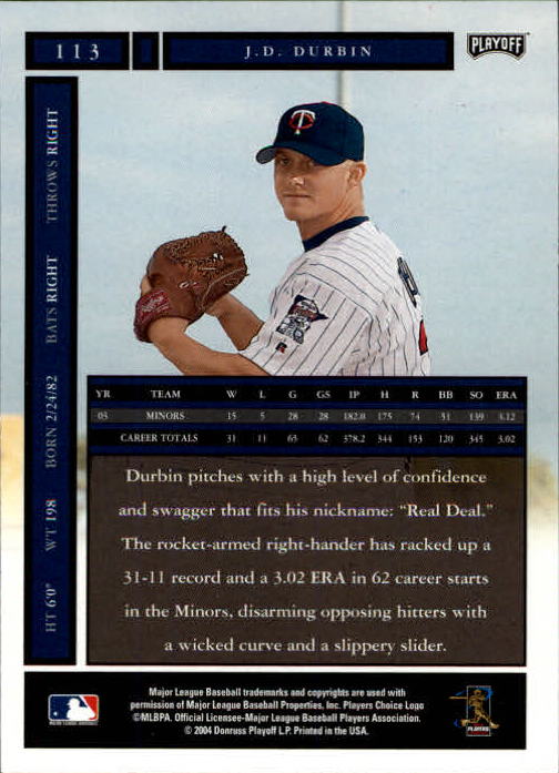 2004 Playoff Honors Baseball "Main Set" Cards #1 to #250 - Picture 227 of 433