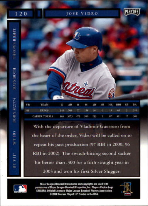 2004 Playoff Honors Baseball "Main Set" Cards #1 to #250 - Picture 241 of 433