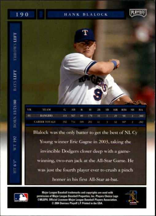 2004 Playoff Honors Baseball "Main Set" Cards #1 to #250 - Picture 381 of 433