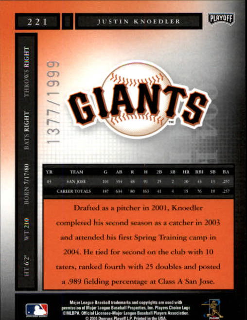 2004 Playoff Honors Baseball "Main Set" Cards #1 to #250 - Picture 420 of 433