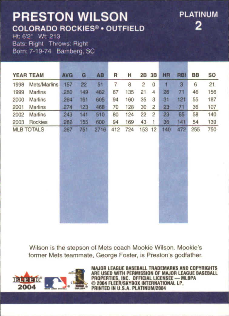 2004 Fleer Platinum Baseball "Main Set" Cards - Picture 5 of 387