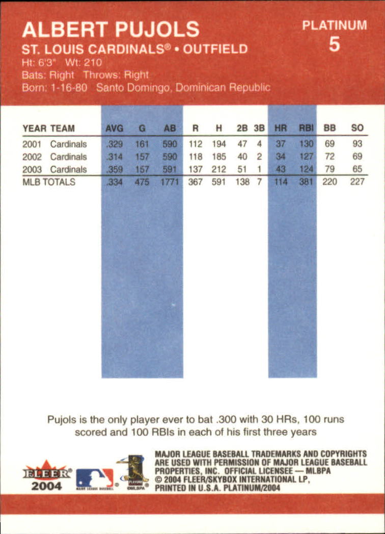 2004 Fleer Platinum Baseball "Main Set" Cards - Picture 11 of 387