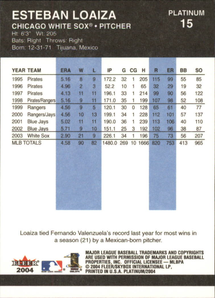 2004 Fleer Platinum Baseball "Main Set" Cards - Picture 31 of 387