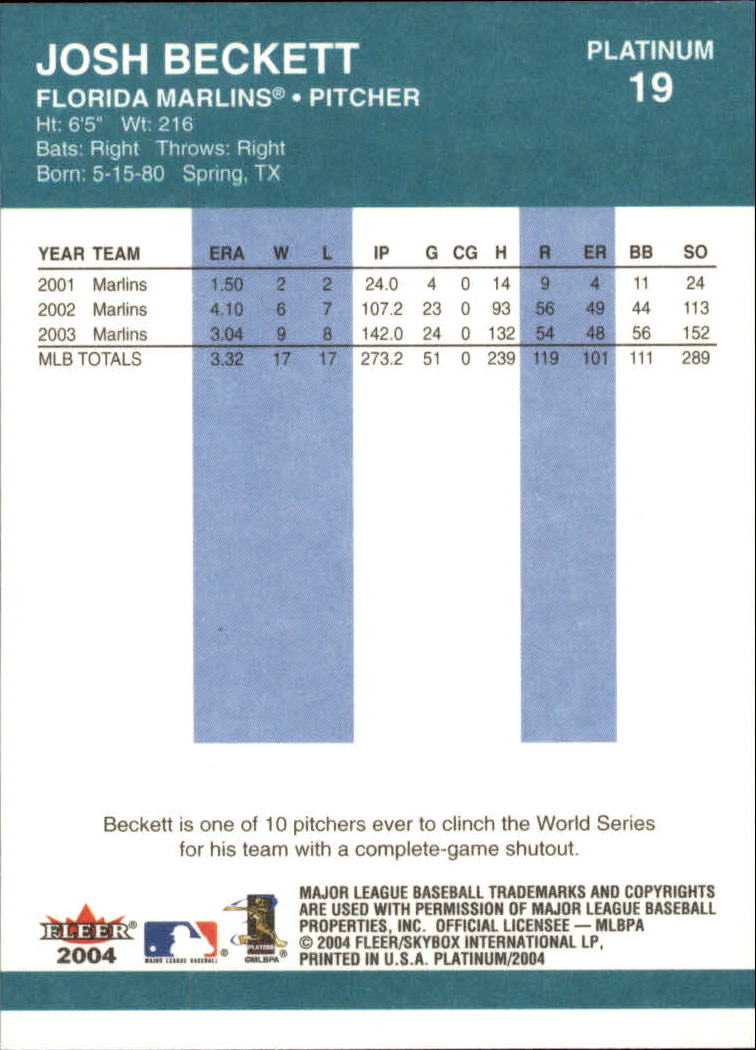 2004 Fleer Platinum Baseball "Main Set" Cards - Picture 39 of 387