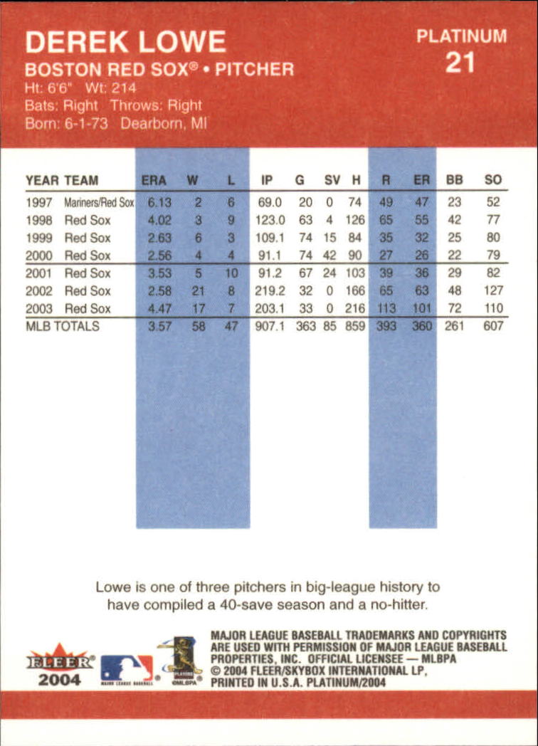 2004 Fleer Platinum Baseball "Main Set" Cards - Picture 43 of 387