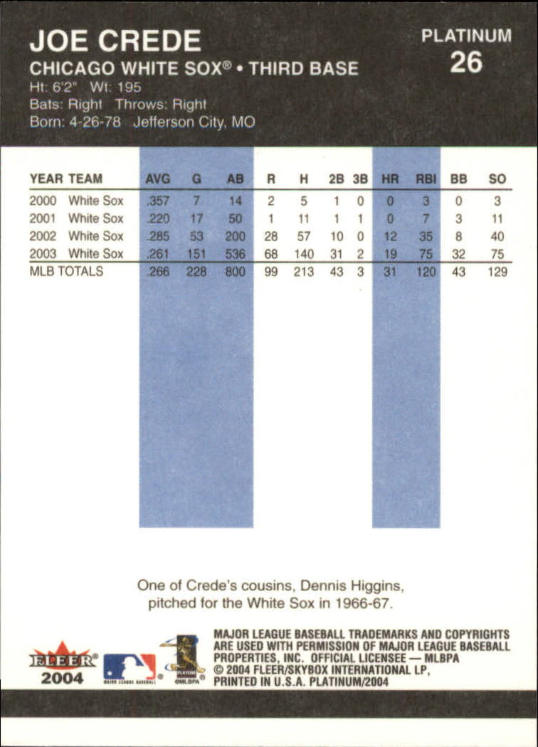 2004 Fleer Platinum Baseball "Main Set" Cards - Picture 53 of 387