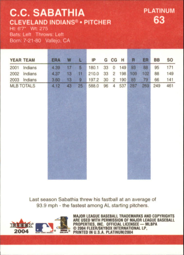 2004 Fleer Platinum Baseball "Main Set" Cards - Picture 127 of 387