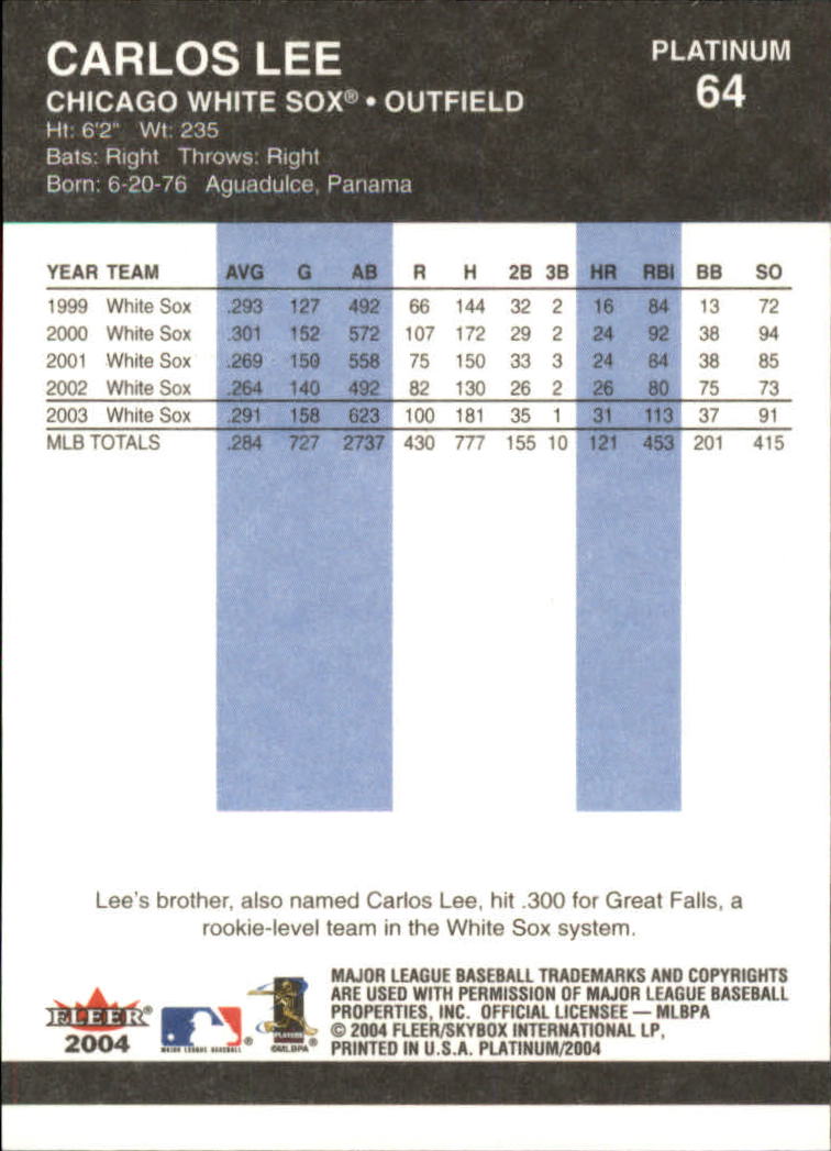 2004 Fleer Platinum Baseball "Main Set" Cards - Picture 129 of 387