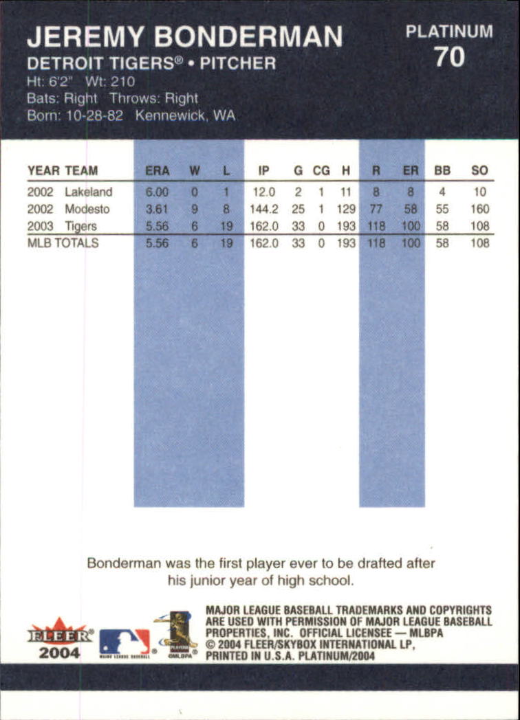 2004 Fleer Platinum Baseball "Main Set" Cards - Picture 141 of 387