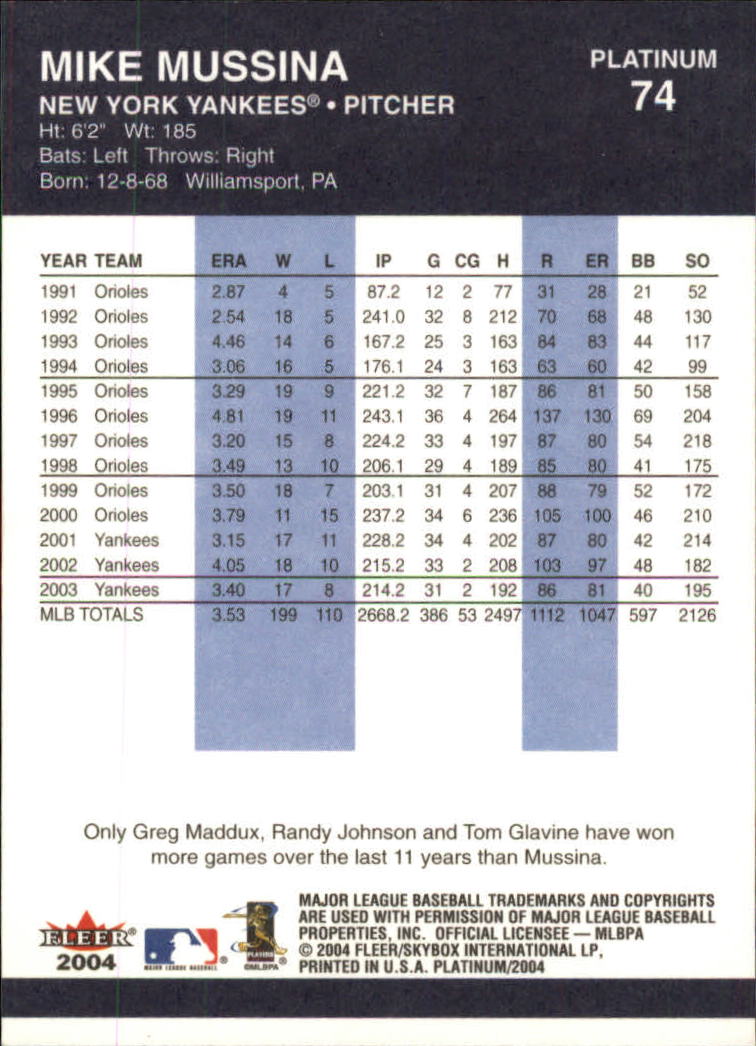 2004 Fleer Platinum Baseball "Main Set" Cards - Picture 149 of 387