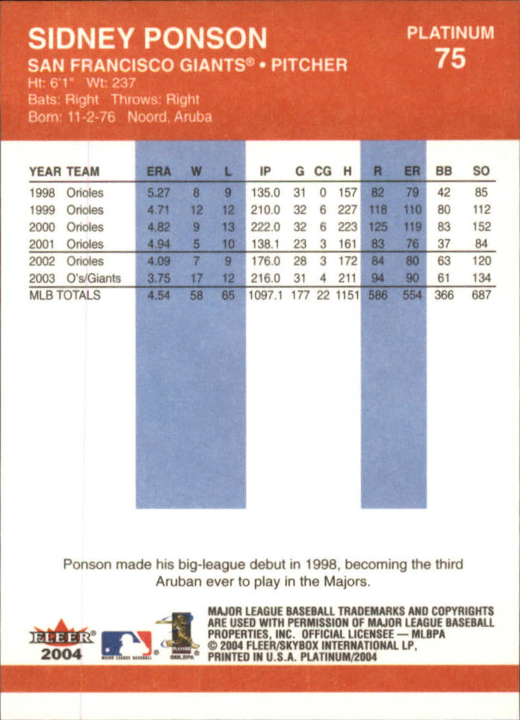 2004 Fleer Platinum Baseball "Main Set" Cards - Picture 151 of 387