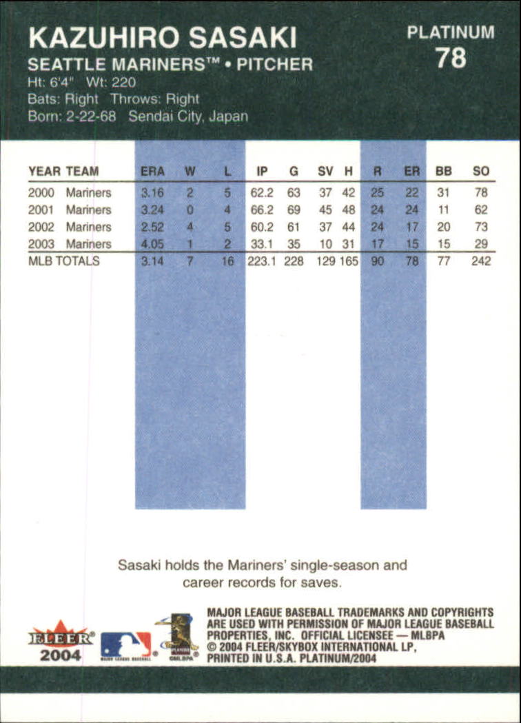 2004 Fleer Platinum Baseball "Main Set" Cards - Picture 157 of 387
