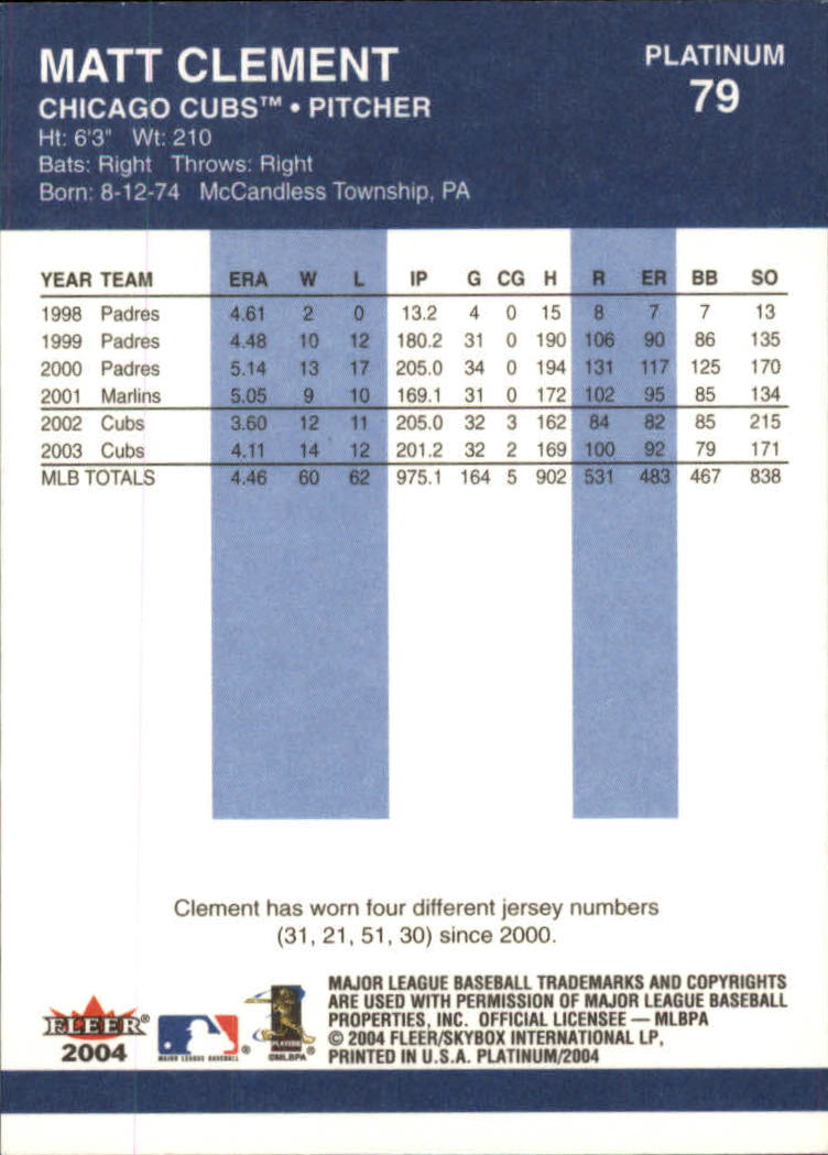 2004 Fleer Platinum Baseball "Main Set" Cards - Picture 159 of 387