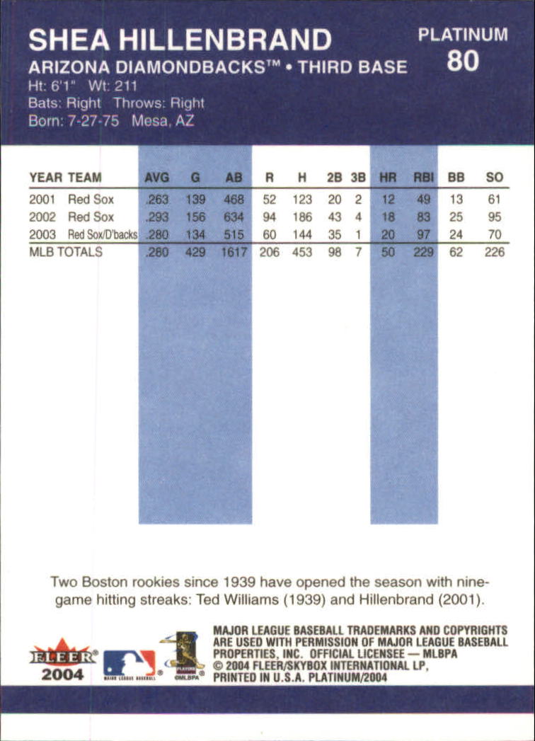 2004 Fleer Platinum Baseball "Main Set" Cards - Picture 161 of 387