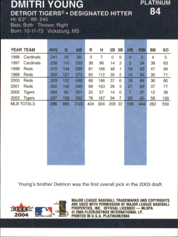 2004 Fleer Platinum Baseball "Main Set" Cards - Picture 169 of 387