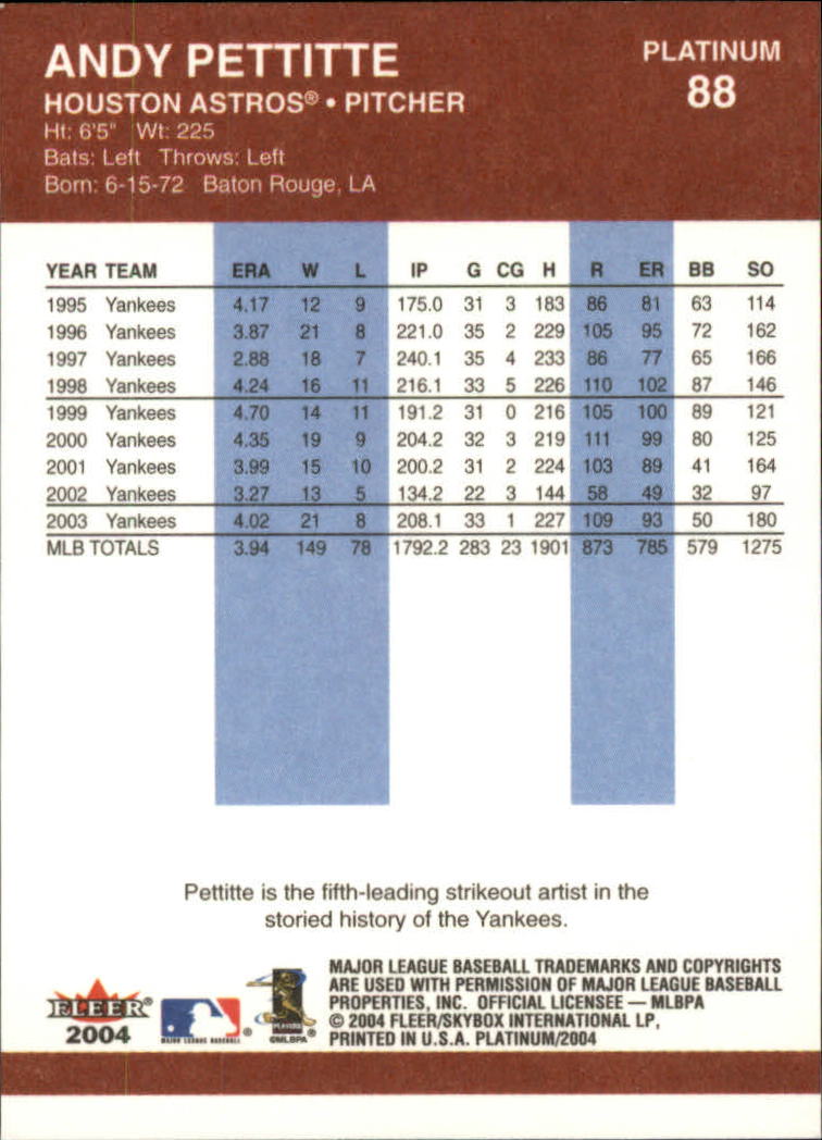 2004 Fleer Platinum Baseball "Main Set" Cards - Picture 177 of 387