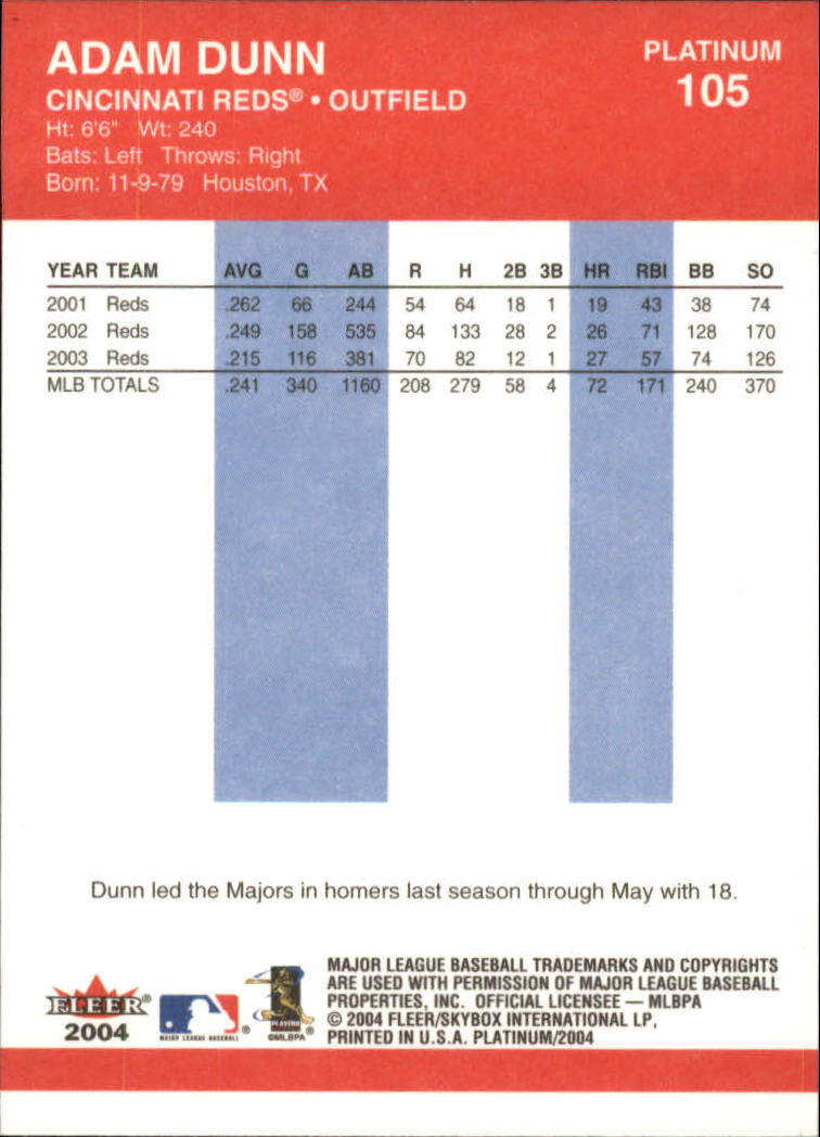 2004 Fleer Platinum Baseball "Main Set" Cards - Picture 211 of 387