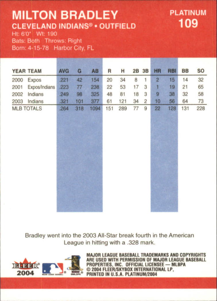 2004 Fleer Platinum Baseball "Main Set" Cards - Picture 219 of 387