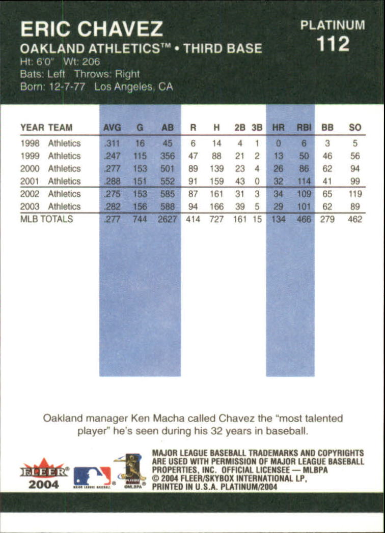 2004 Fleer Platinum Baseball "Main Set" Cards - Picture 225 of 387