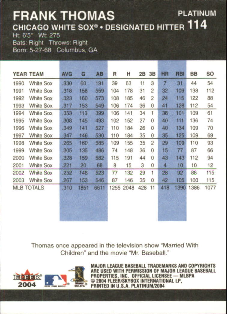 2004 Fleer Platinum Baseball "Main Set" Cards - Picture 229 of 387