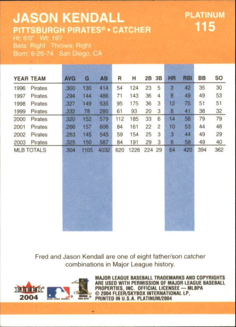 2004 Fleer Platinum Baseball "Main Set" Cards - Picture 231 of 387