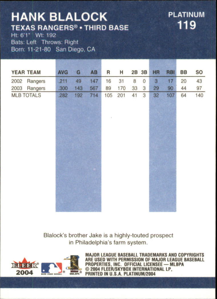 2004 Fleer Platinum Baseball "Main Set" Cards - Picture 239 of 387