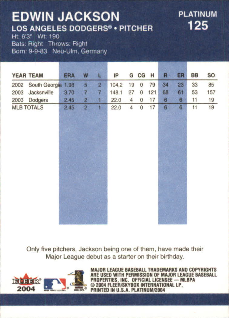 2004 Fleer Platinum Baseball "Main Set" Cards - Picture 251 of 387