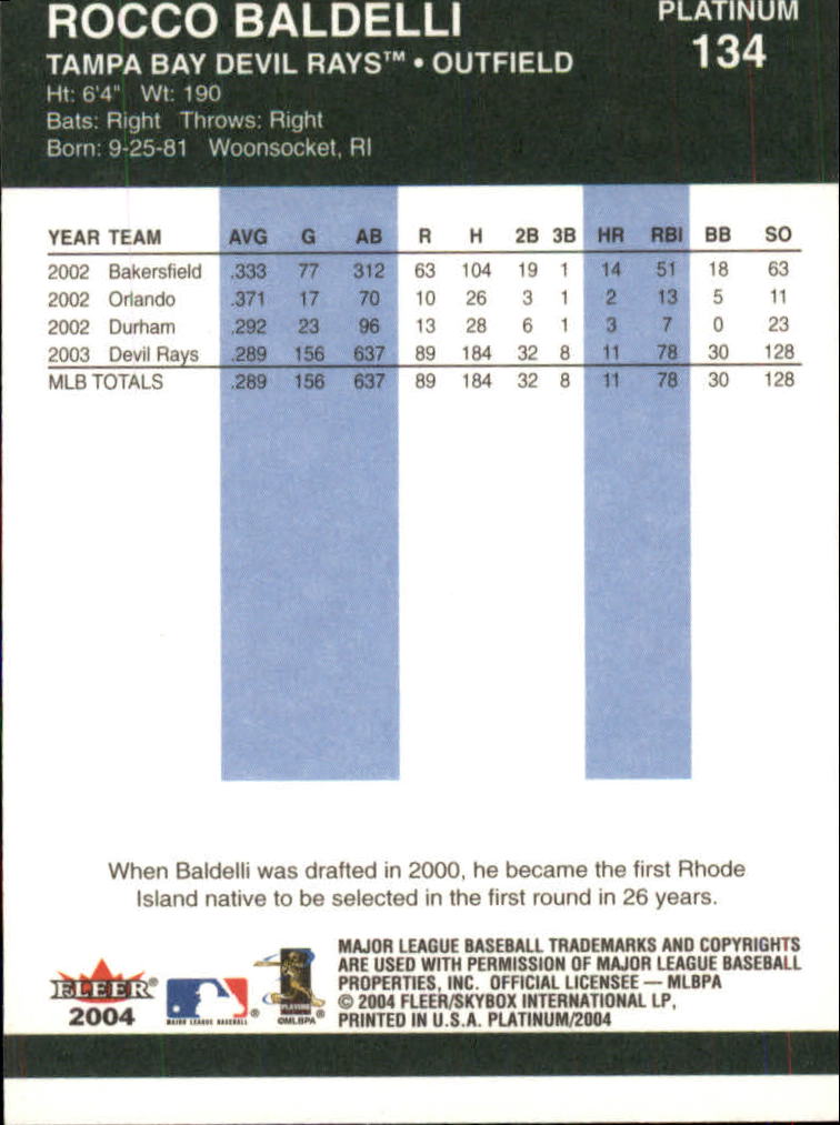 2004 Fleer Platinum Baseball "Main Set" Cards - Picture 269 of 387