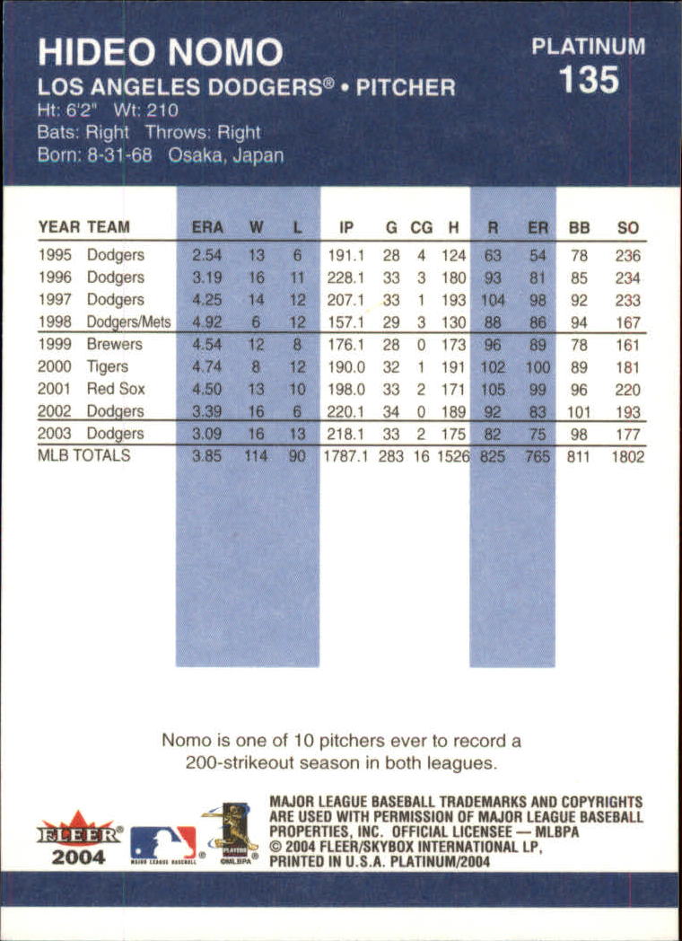 2004 Fleer Platinum Baseball "Main Set" Cards - Picture 271 of 387