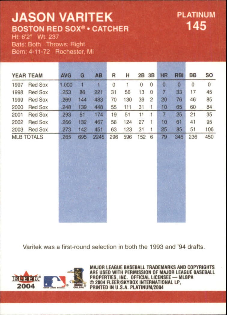 2004 Fleer Platinum Baseball "Main Set" Cards - Picture 291 of 387