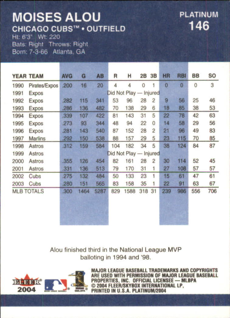 2004 Fleer Platinum Baseball "Main Set" Cards - Picture 293 of 387