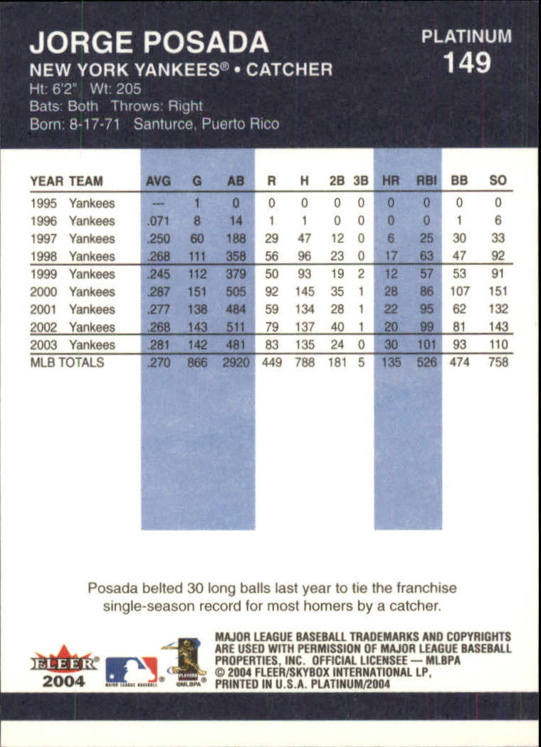 2004 Fleer Platinum Baseball "Main Set" Cards - Picture 299 of 387
