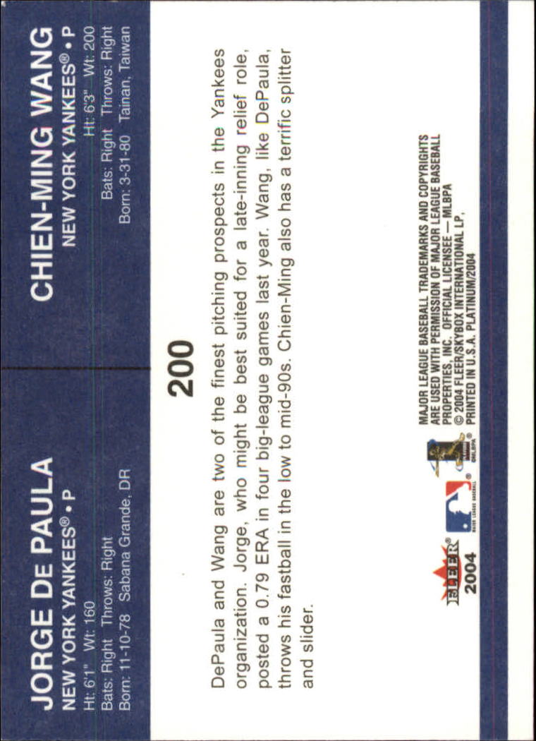 2004 Fleer Platinum Baseball "Main Set" Cards - Picture 387 of 387