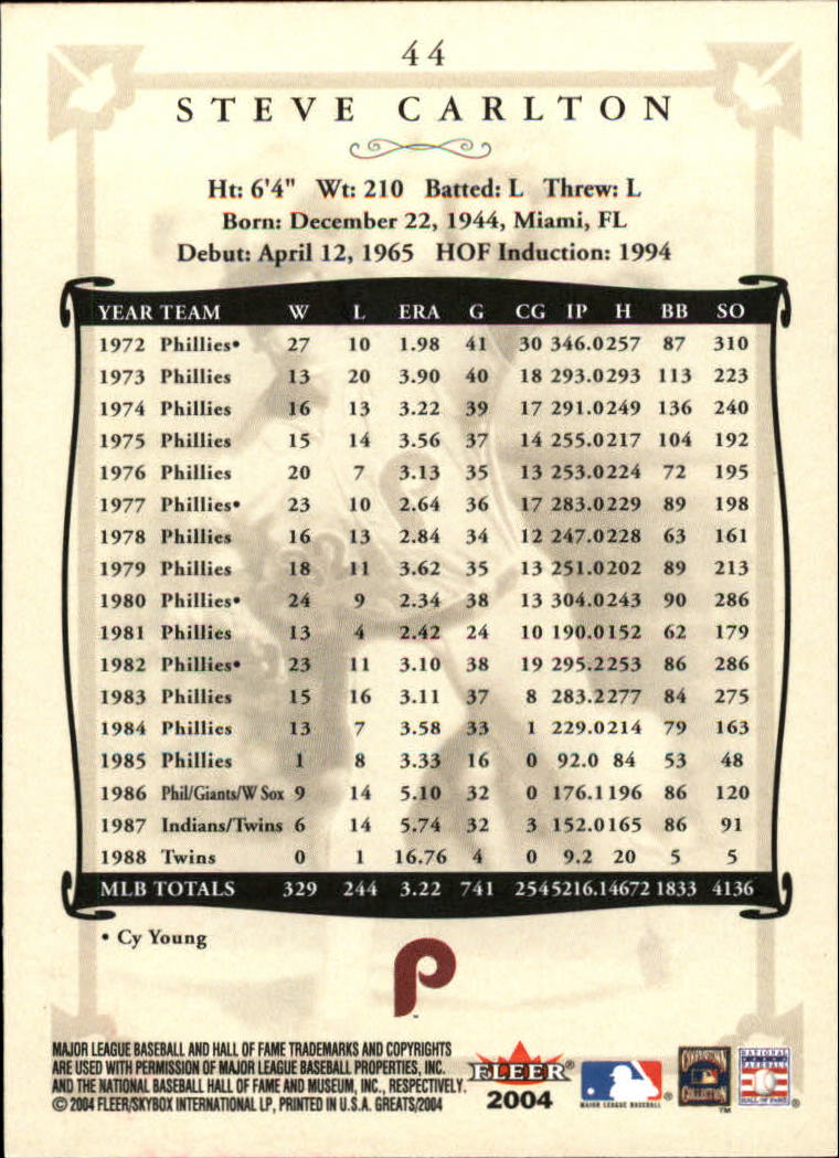 2004 Greats of the Game (Fleer) Baseball "Main Set" Cards - Picture 89 of 275