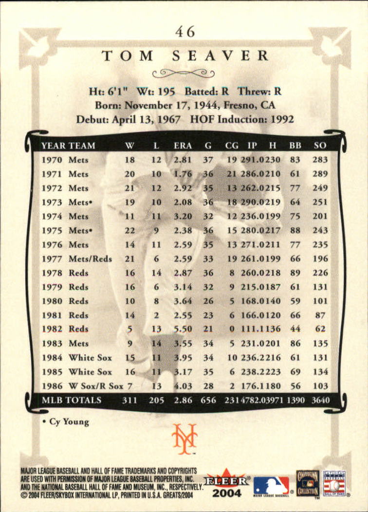 2004 Greats of the Game (Fleer) Baseball "Main Set" Cards - Picture 93 of 275