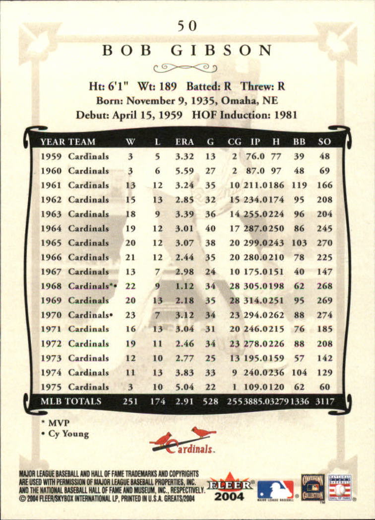 2004 Greats of the Game (Fleer) Baseball "Main Set" Cards - Picture 101 of 275