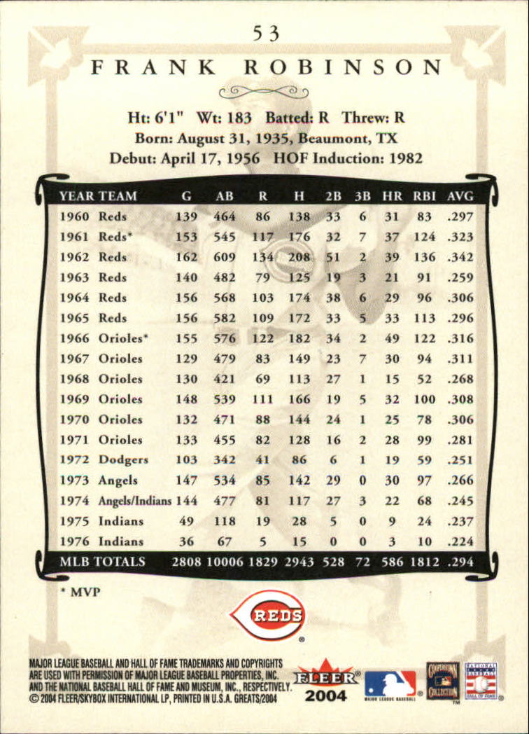 2004 Greats of the Game (Fleer) Baseball "Main Set" Cards - Picture 107 of 275