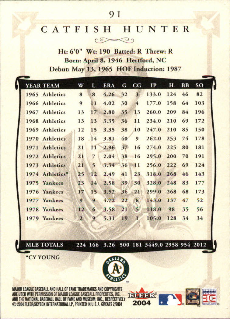 2004 Greats of the Game (Fleer) Baseball "Main Set" Cards - Picture 177 of 275