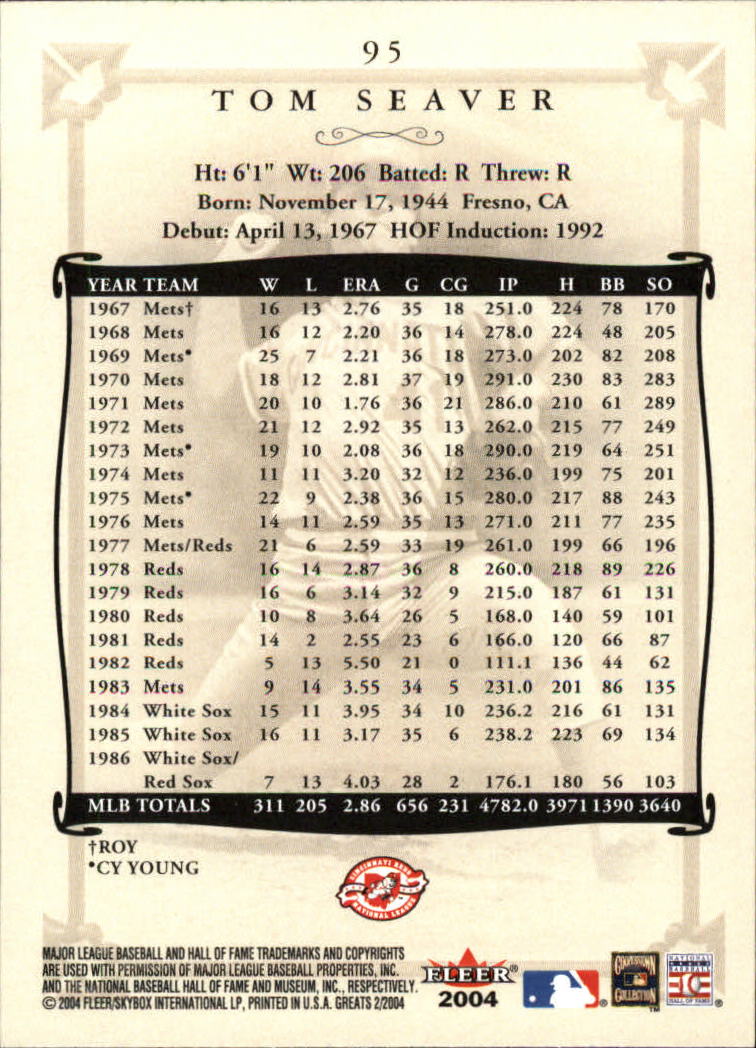 2004 Greats of the Game (Fleer) Baseball "Main Set" Cards - Picture 185 of 275