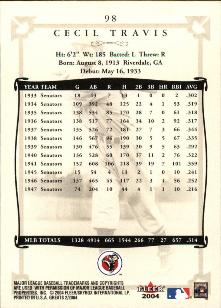 2004 Greats of the Game (Fleer) Baseball "Main Set" Cards - Picture 191 of 275