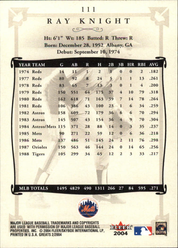 2004 Greats of the Game (Fleer) Baseball "Main Set" Cards - Picture 215 of 275