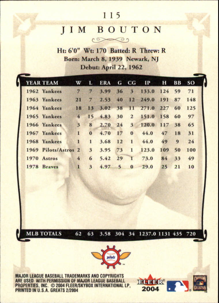 2004 Greats of the Game (Fleer) Baseball "Main Set" Cards - Picture 221 of 275