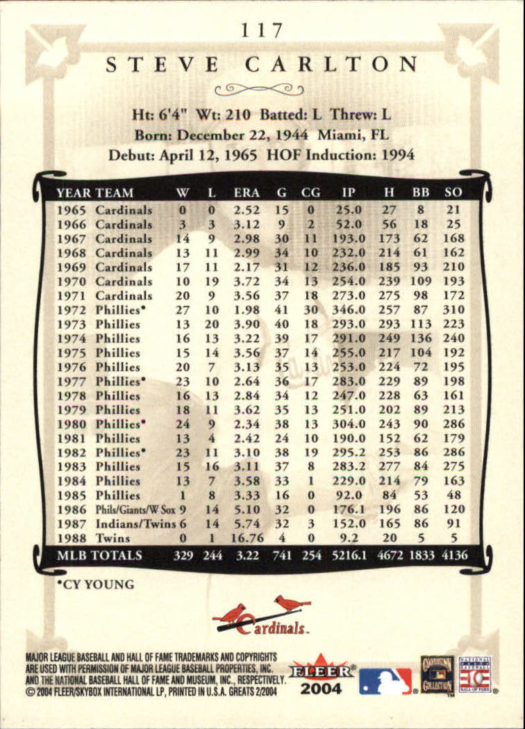 2004 Greats of the Game (Fleer) Baseball "Main Set" Cards - Picture 225 of 275